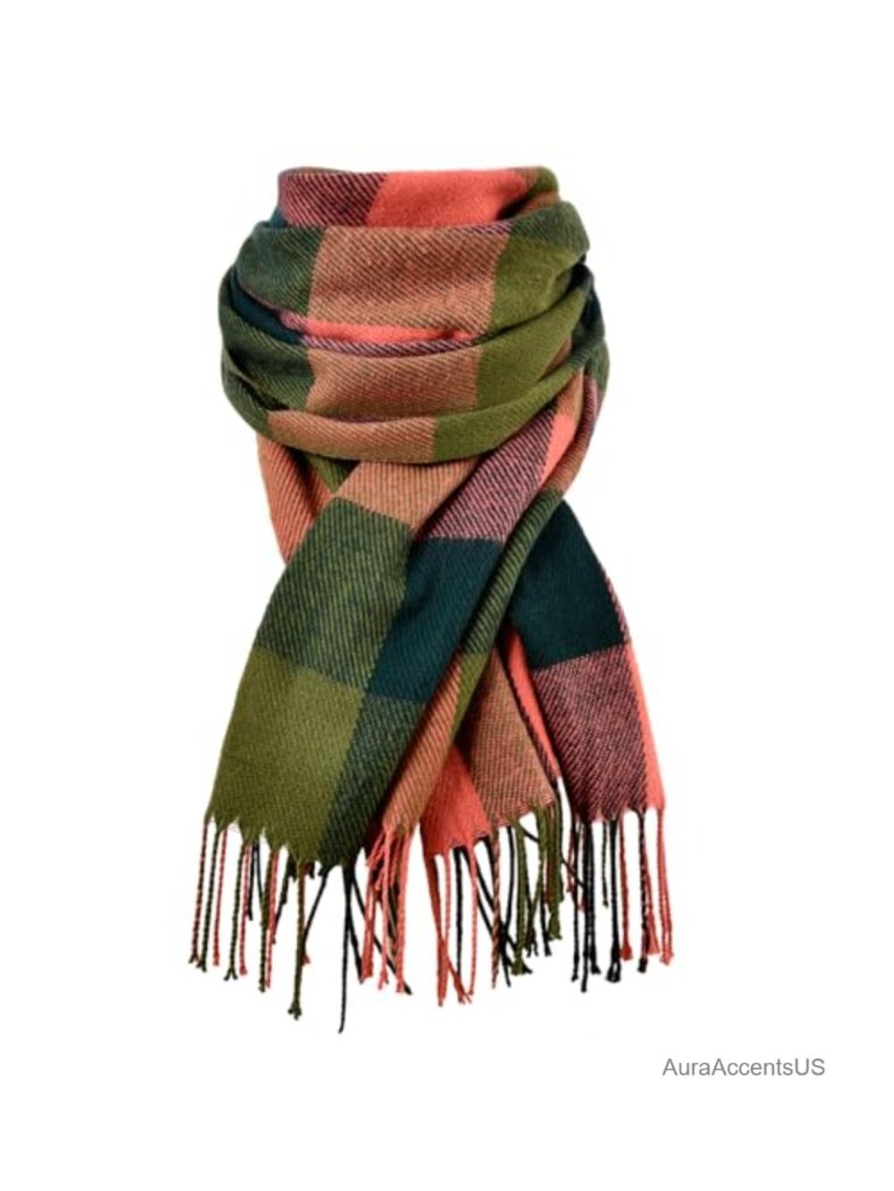 Winter Scarf for Women Plaid Tassel Shawl Wrap Acrylic